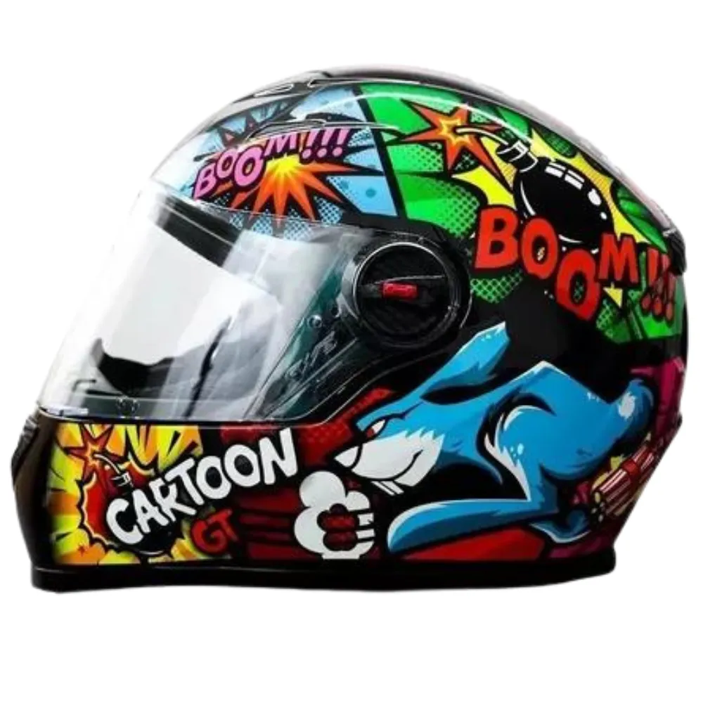 Capacete FW3 GT Cartoon Preto Brilho Imagem