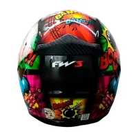 Capacete FW3 GT Cartoon Preto Brilho - Foto 4