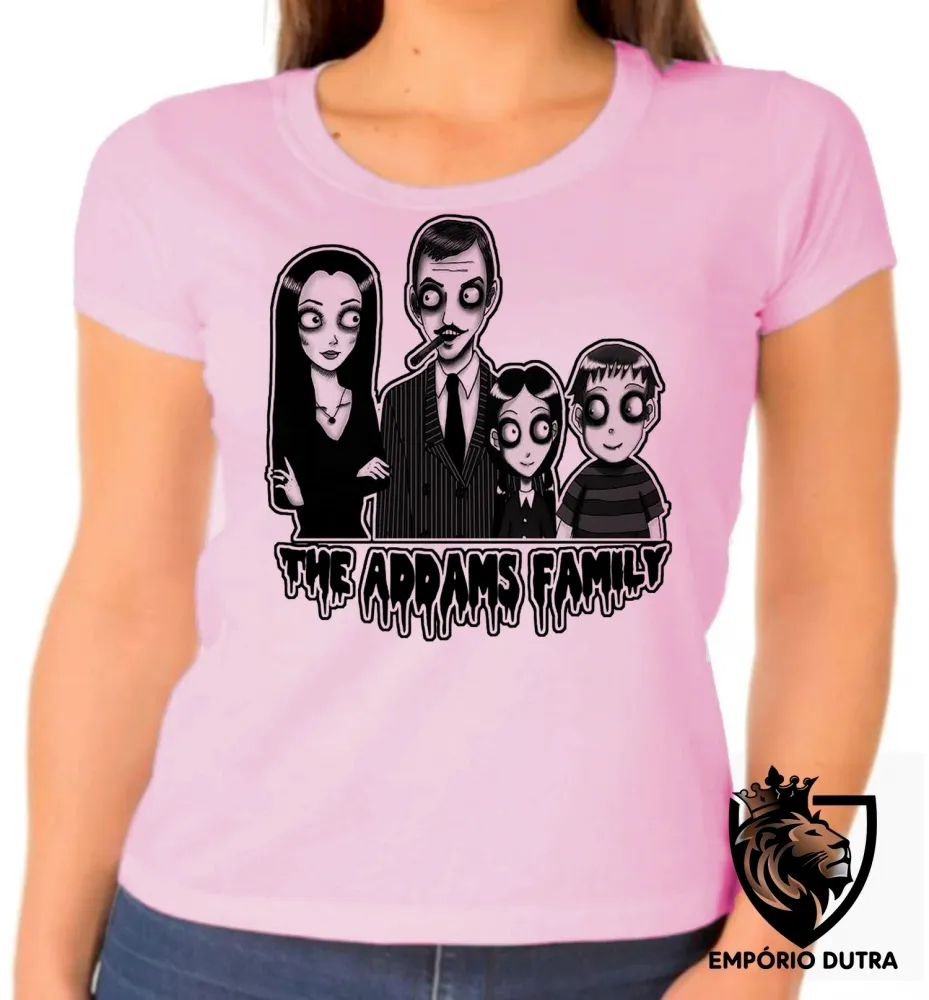 Baby look blusa Feminina familia addams personagens serie terror Imagem