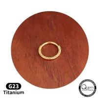 Argola em Titânio PVD GOLD MARTELADA Clicker 1.2mm x 08mm TIT23 - Foto 6