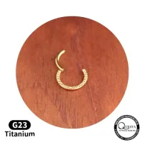Argola em Titânio PVD GOLD MARTELADA Clicker 1.2mm x 08mm TIT23 - Foto 2