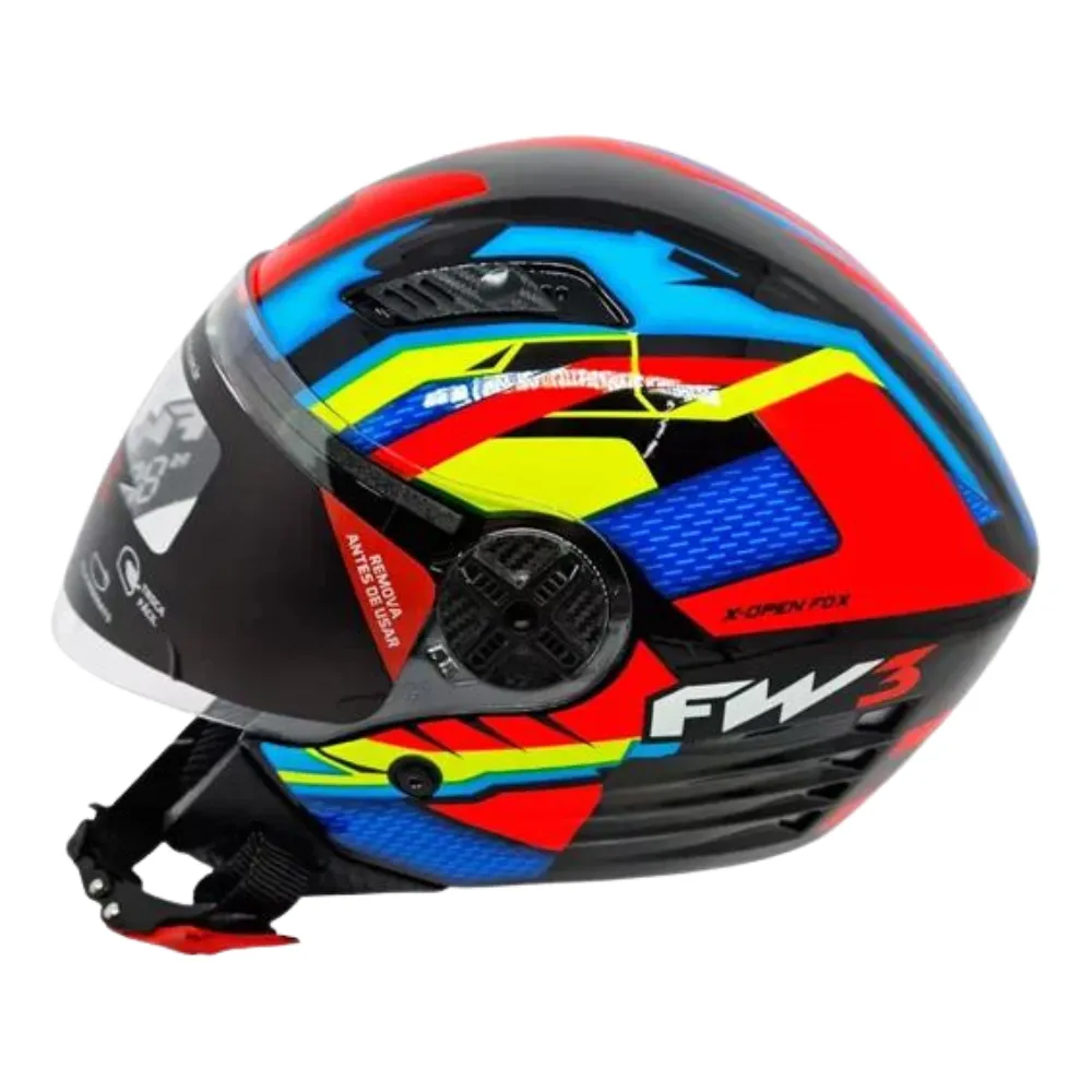 Capacete FW3  X Open Up Fox Vermelho  / Azul