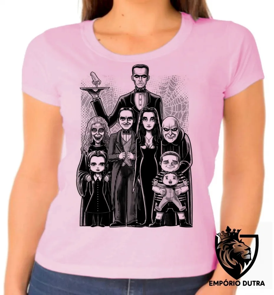 Baby look blusa Feminina Familia addams terror comedia engraçado