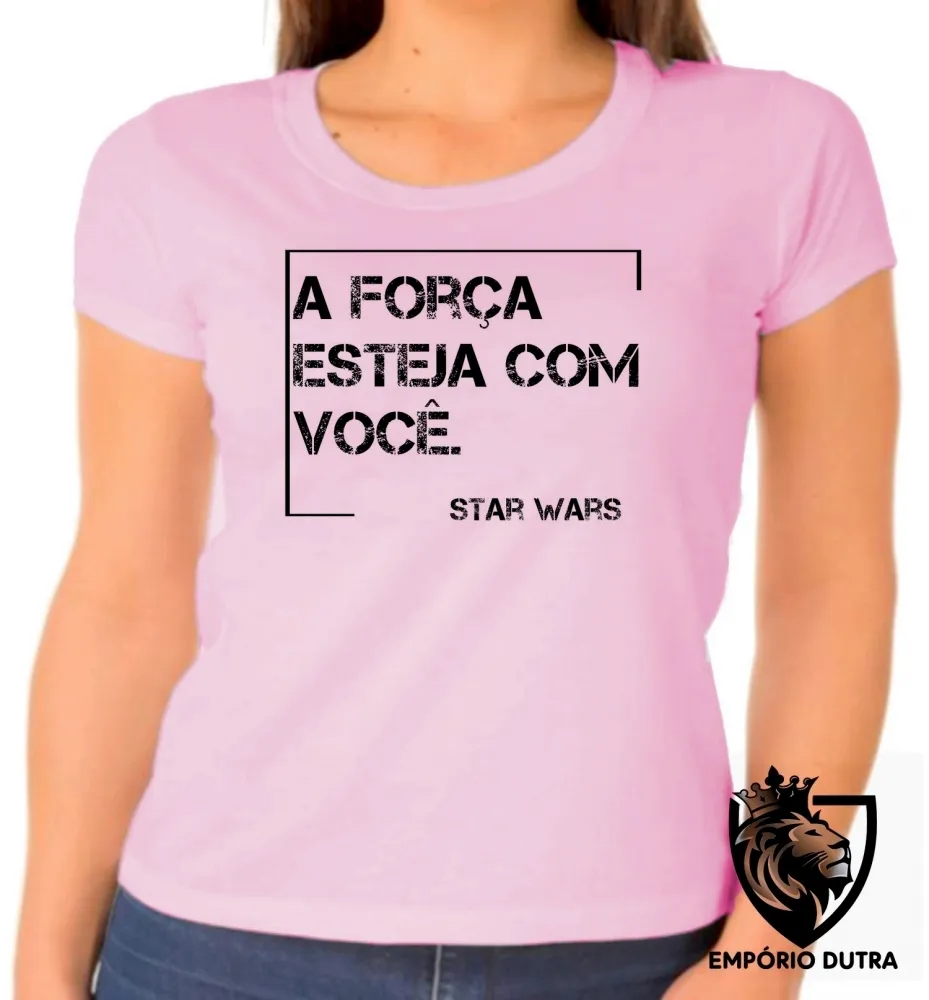 Baby look blusa Feminina Frase filme star wars han solo a força esteja Imagem