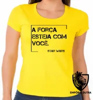 Baby look blusa Feminina Frase filme star wars han solo a força esteja - Foto 6