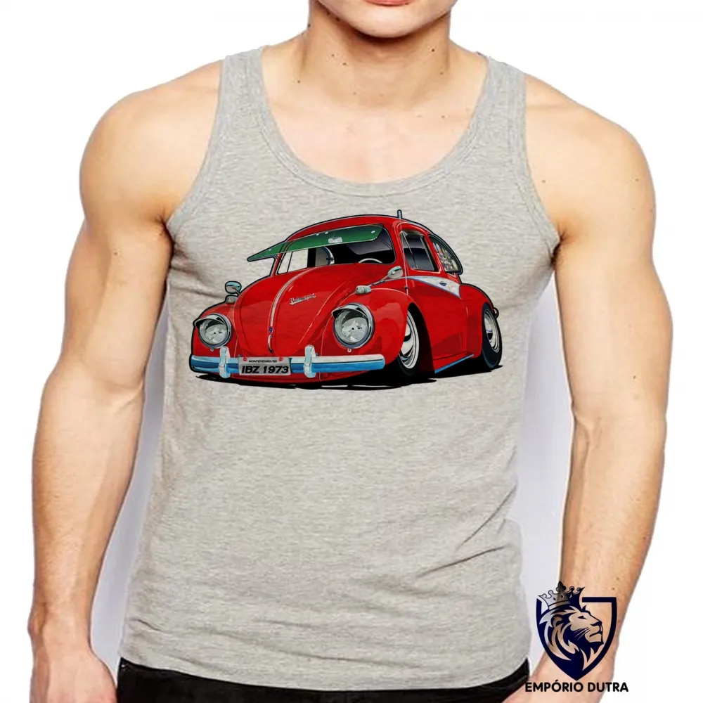 Camiseta Regata adulto ou infantil Fusca vermelho 1973 volks fuca