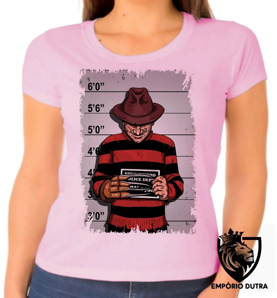 Baby look blusa Feminina freddy krueger preso terror