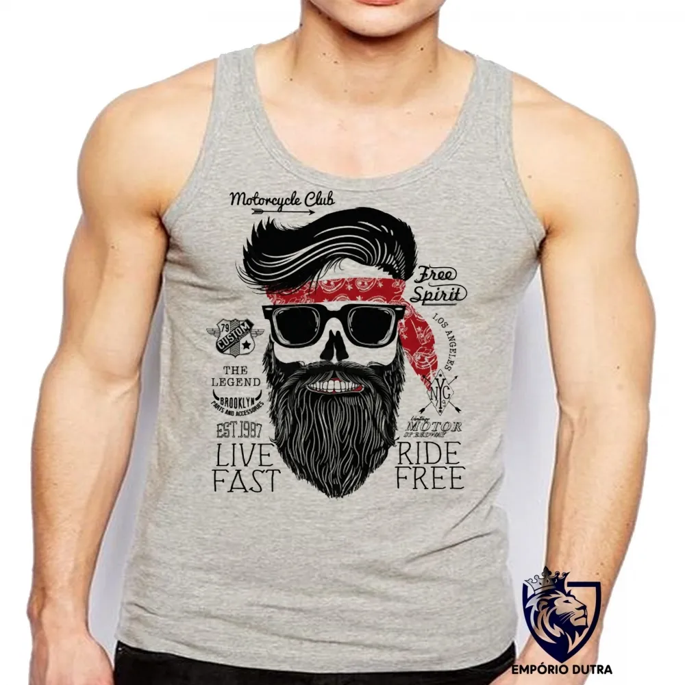 Camiseta Regata adulto ou infantil Moto cycle Club Free spirit harley davidson Imagem