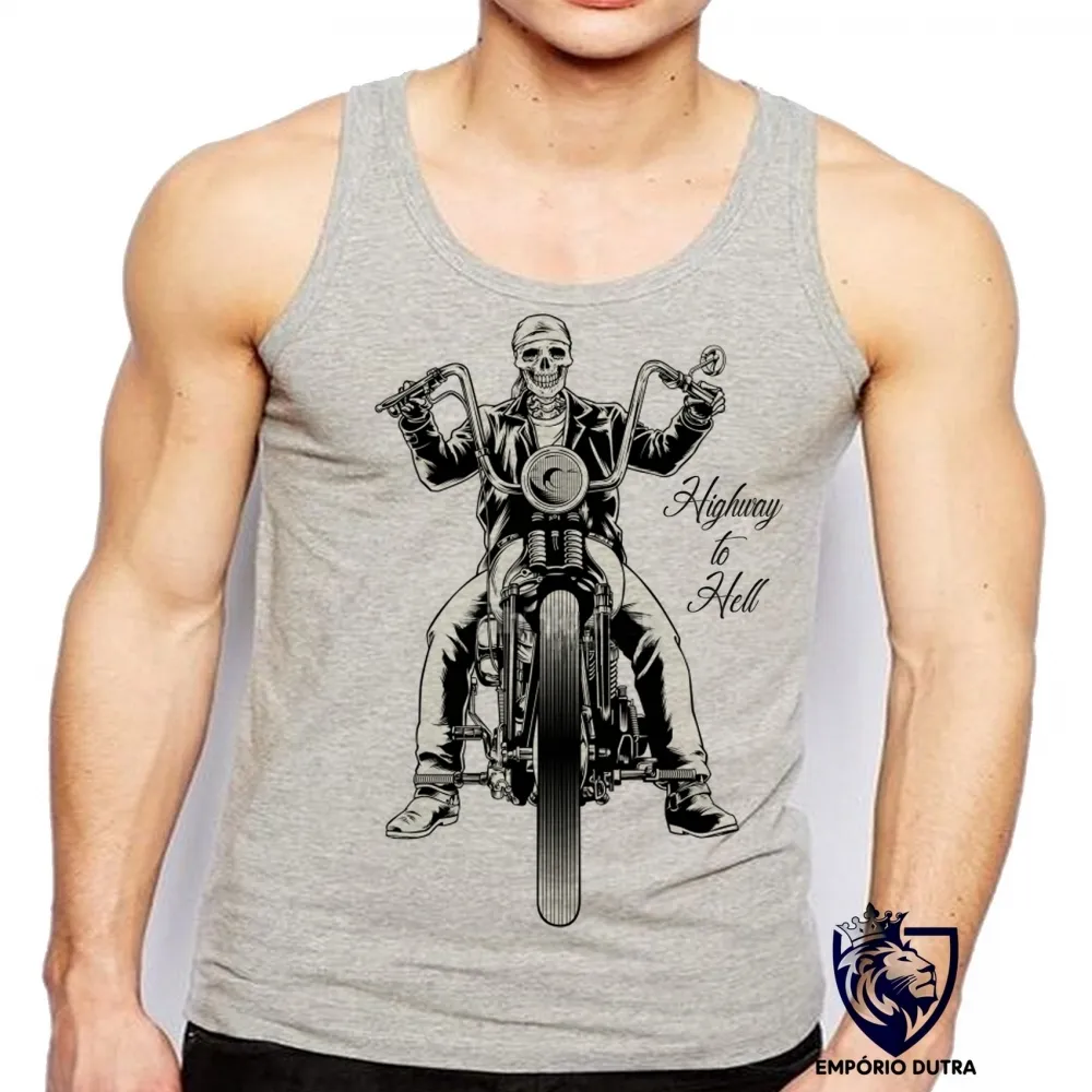 Camiseta Regata adulto ou infantil Moto Highway to hell harley davidson