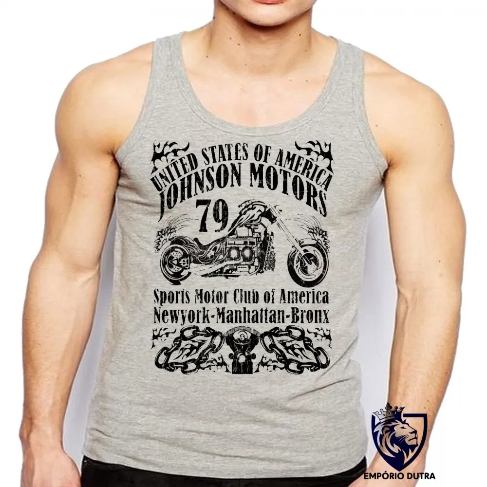 Camiseta Regata adulto ou infantil Moto Johnson Motors 79 USA harley davidson Imagem