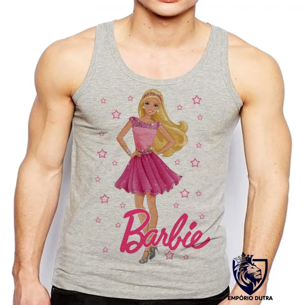 Camiseta Regata adulto ou infantil Barbie rosa boneca Imagem