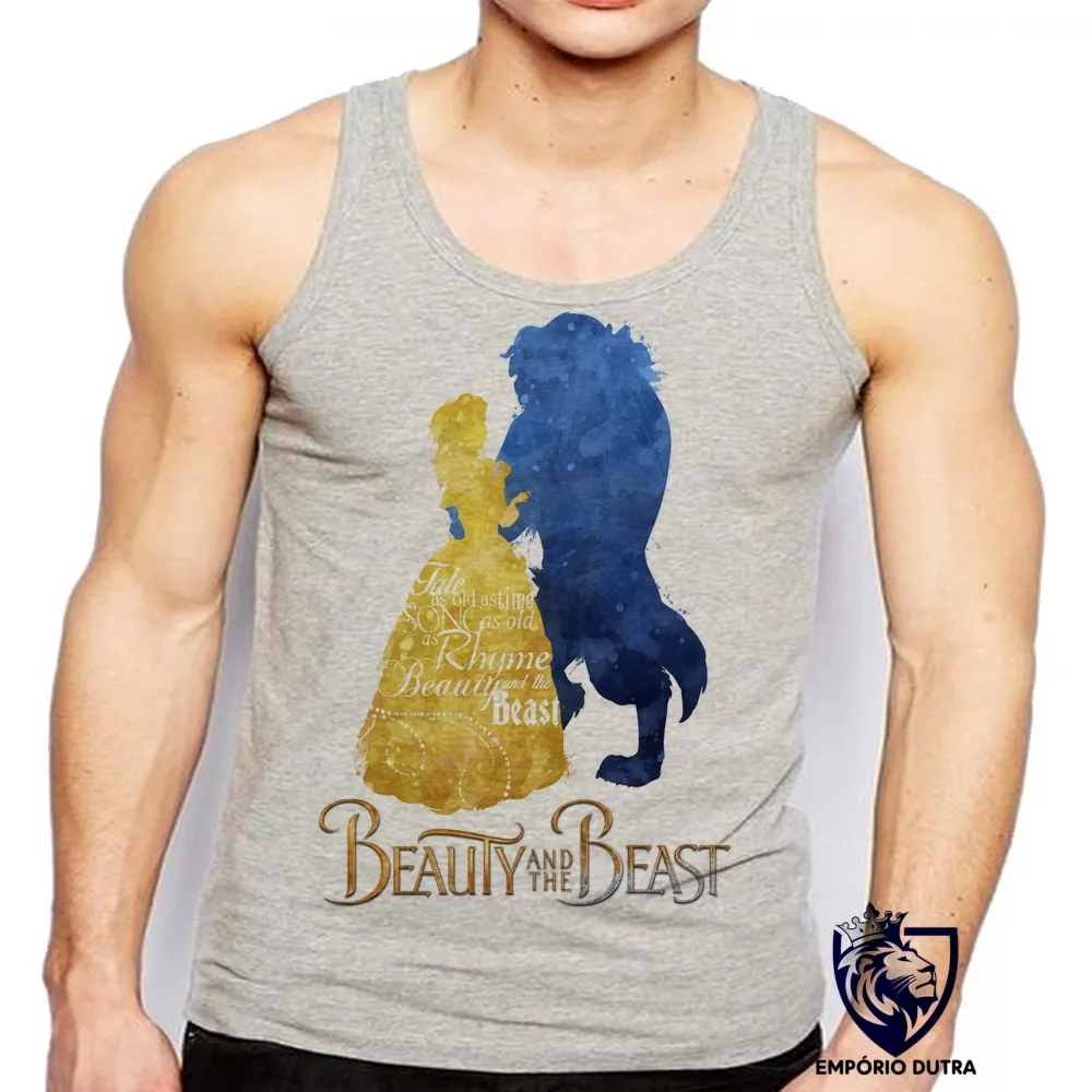 Camiseta Regata adulto ou infantil Beauty and the Beast bela fera disney Imagem