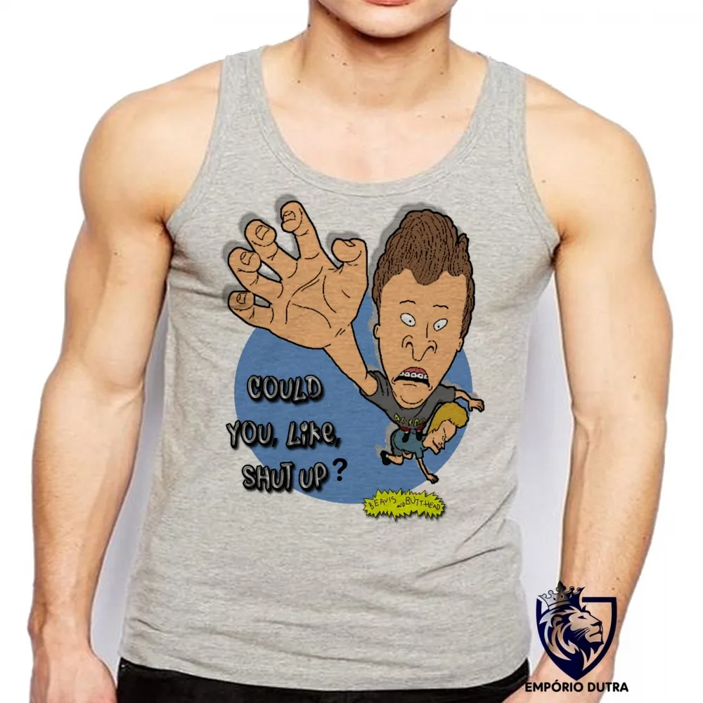 Camiseta Regata adulto ou infantil Beavis and Butt head could you like shut up Imagem