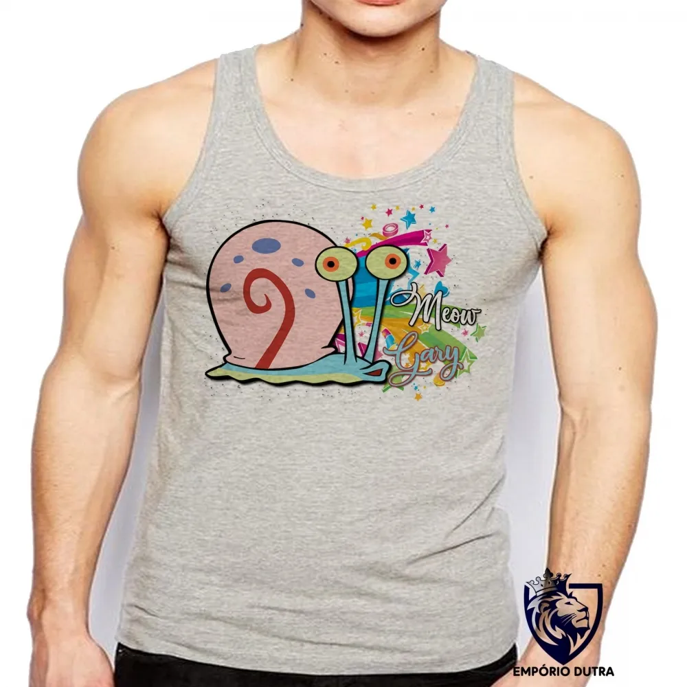 Camiseta Regata adulto ou infantil Bob esponja Gary Meow caracol