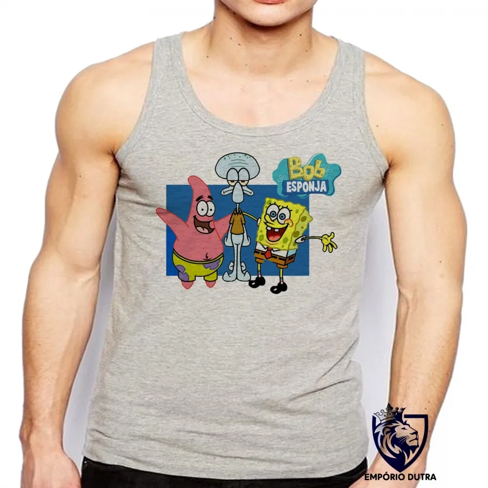 Camiseta Regata adulto ou infantil Bob Esponja Patrick Lula Molusco Imagem