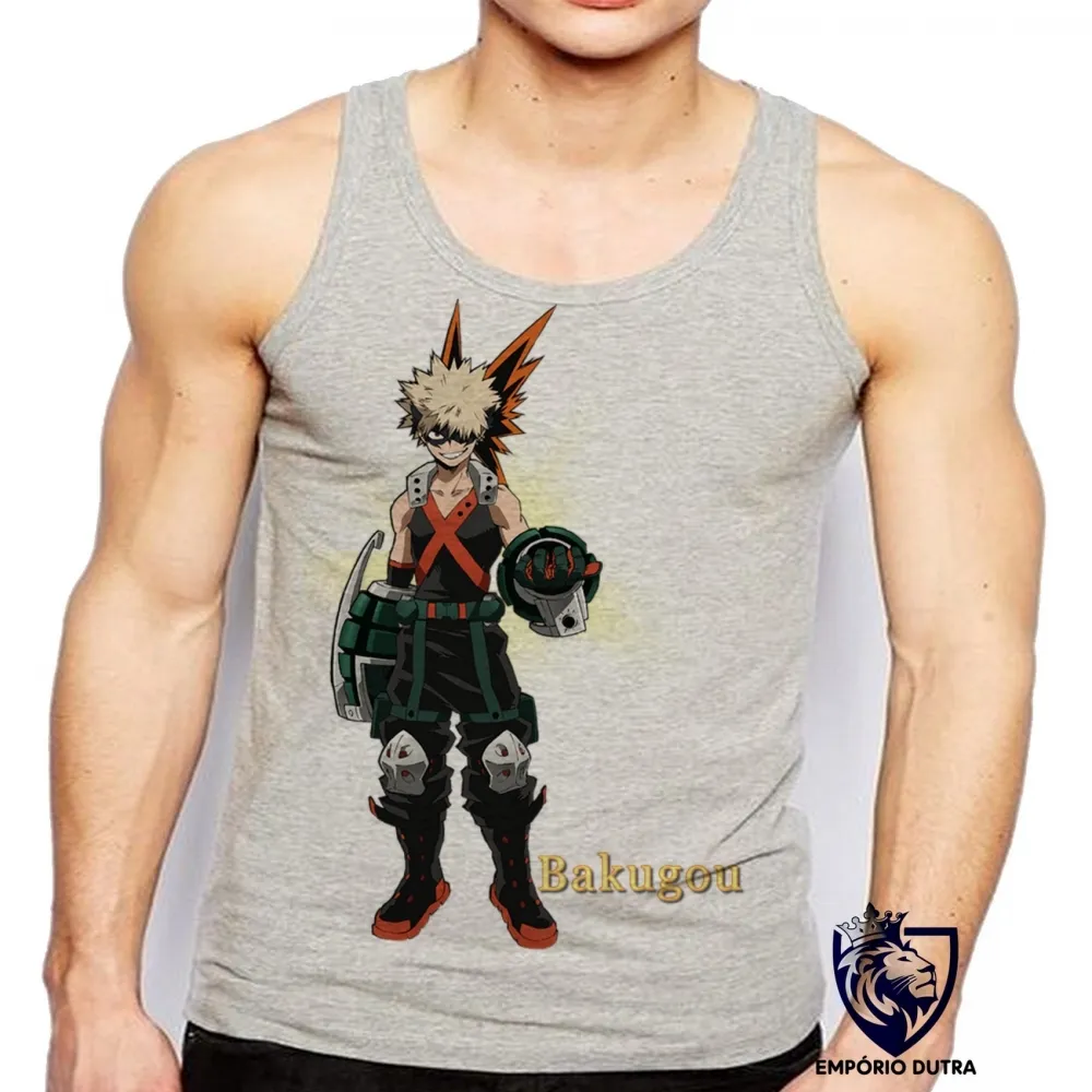 Camiseta Regata adulto ou infantil boku no hero Bakugou anime