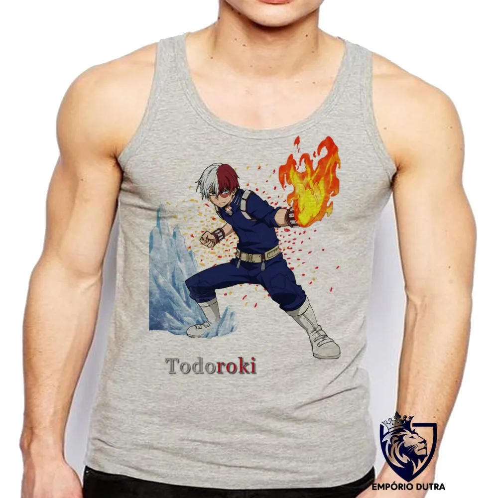Camiseta Regata adulto ou infantil boku no hero Todoroki anime