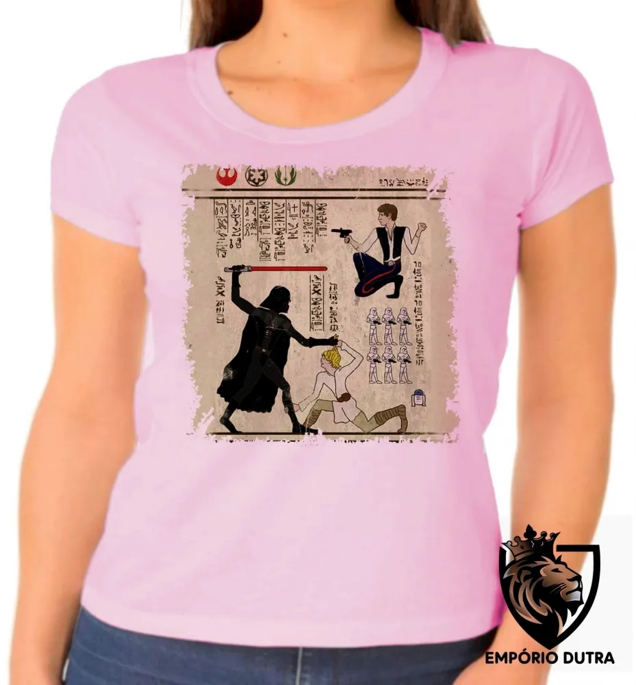 Baby look blusa Feminina hieróglifos Star Wars Imagem