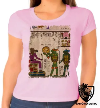 Baby look blusa Feminina hieróglifos Tartarugas Ninjas