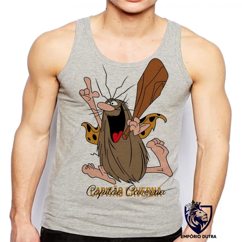 Camiseta Regata adulto ou infantil Capitão Caverna super heroi antigo