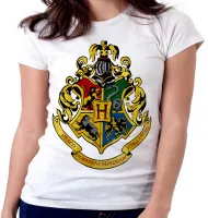 Baby look blusa Feminina Hogwarts harry potter símbolo colorido - Foto 3