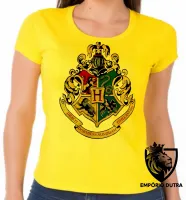 Baby look blusa Feminina Hogwarts harry potter símbolo colorido - Foto 5