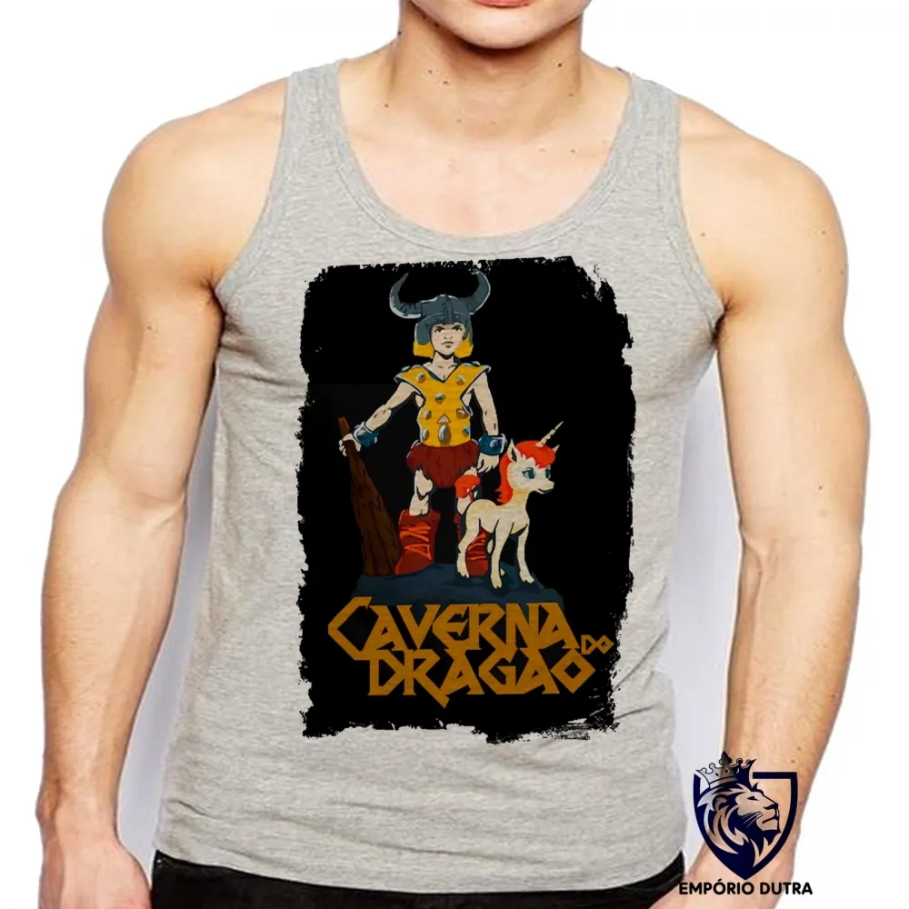 Camiseta Regata adulto ou infantil caverna do dragão dungeons dragons unicornio Imagem