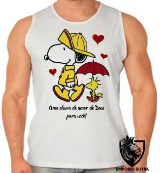 Camiseta Regata adulto ou infantil Chuva de amor de Deus Snoopy - Foto 2