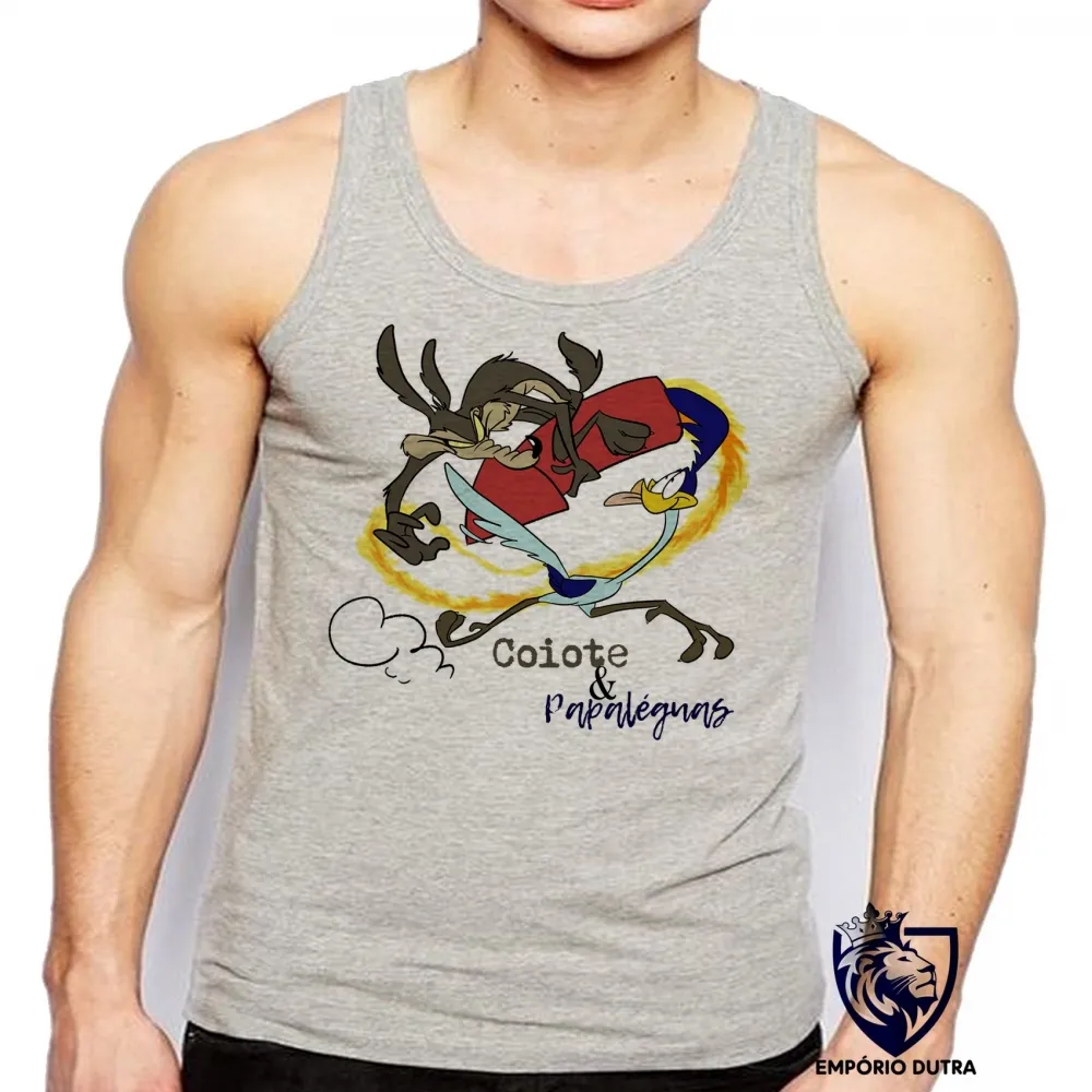 Camiseta Regata adulto ou infantil Coiote e Papaléguas foguete