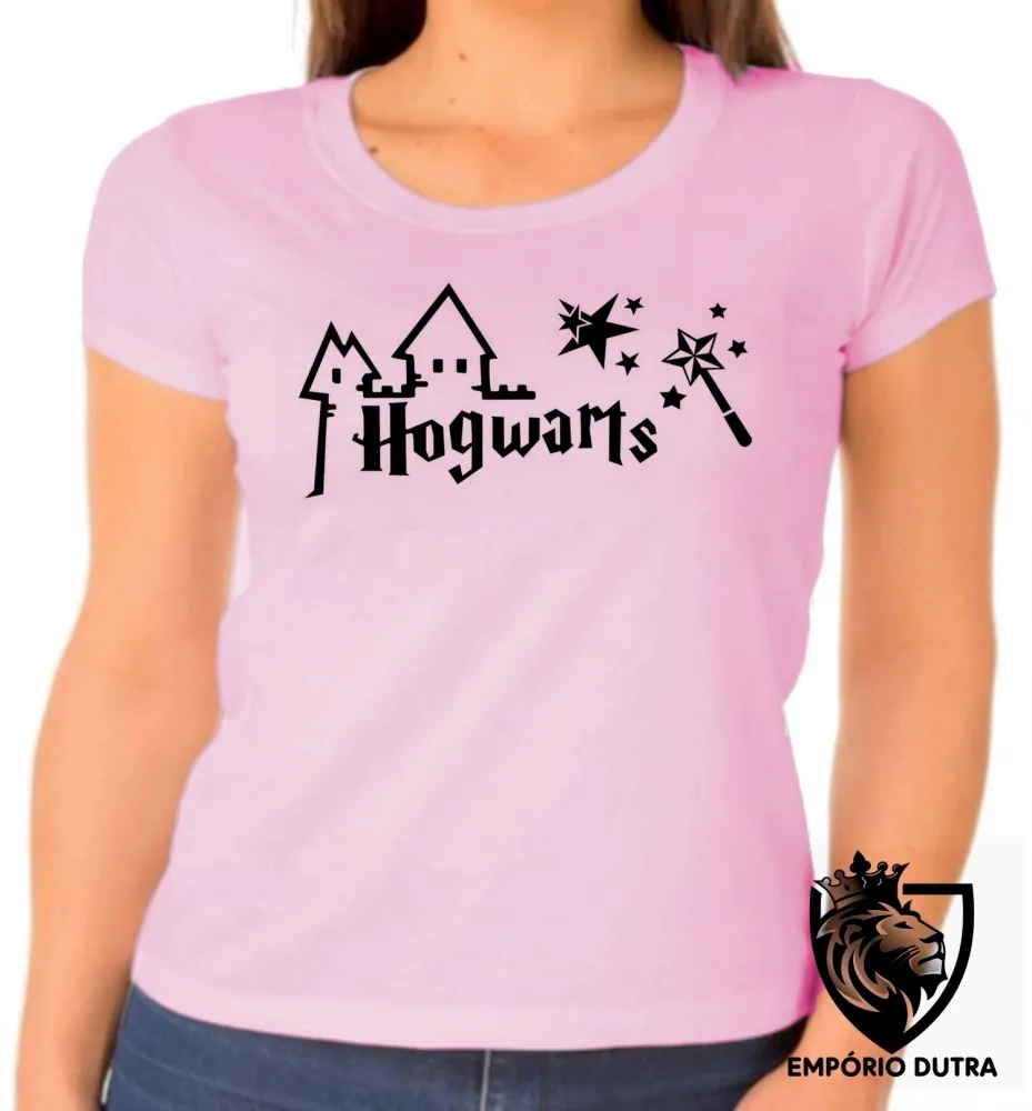 Baby look blusa Feminina Hogwarts harry potter varinha estrelas Imagem