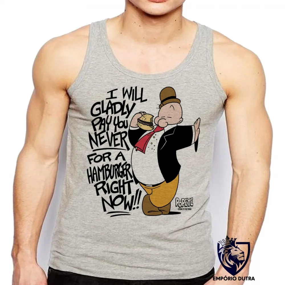 Camiseta Regata adulto ou infantil Dudu marinheiro popeye hamburger