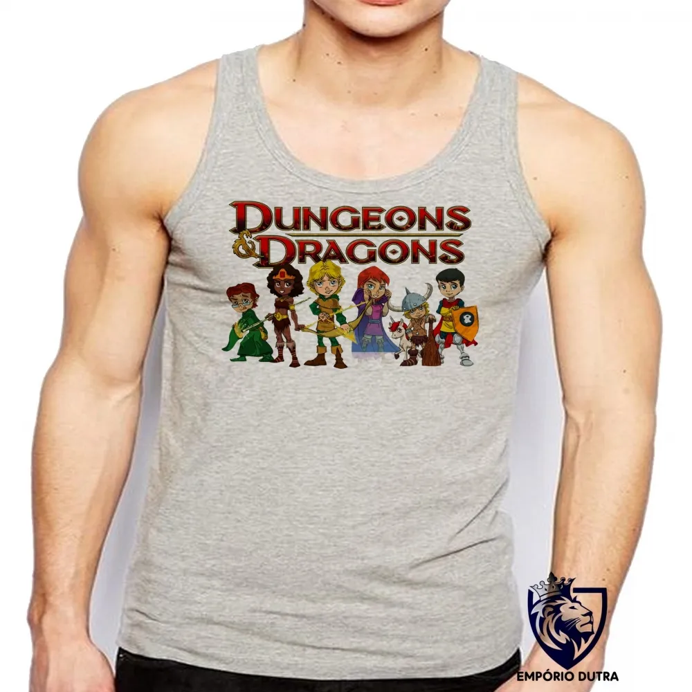 Camiseta Regata adulto ou infantil Dungeons e Dragons caverna dragão