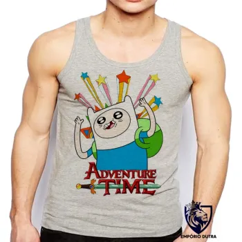 Camiseta Regata adulto ou infantil Finn estrelas Hora da Aventura