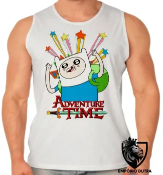 Camiseta Regata adulto ou infantil Finn estrelas Hora da Aventura - Foto 2