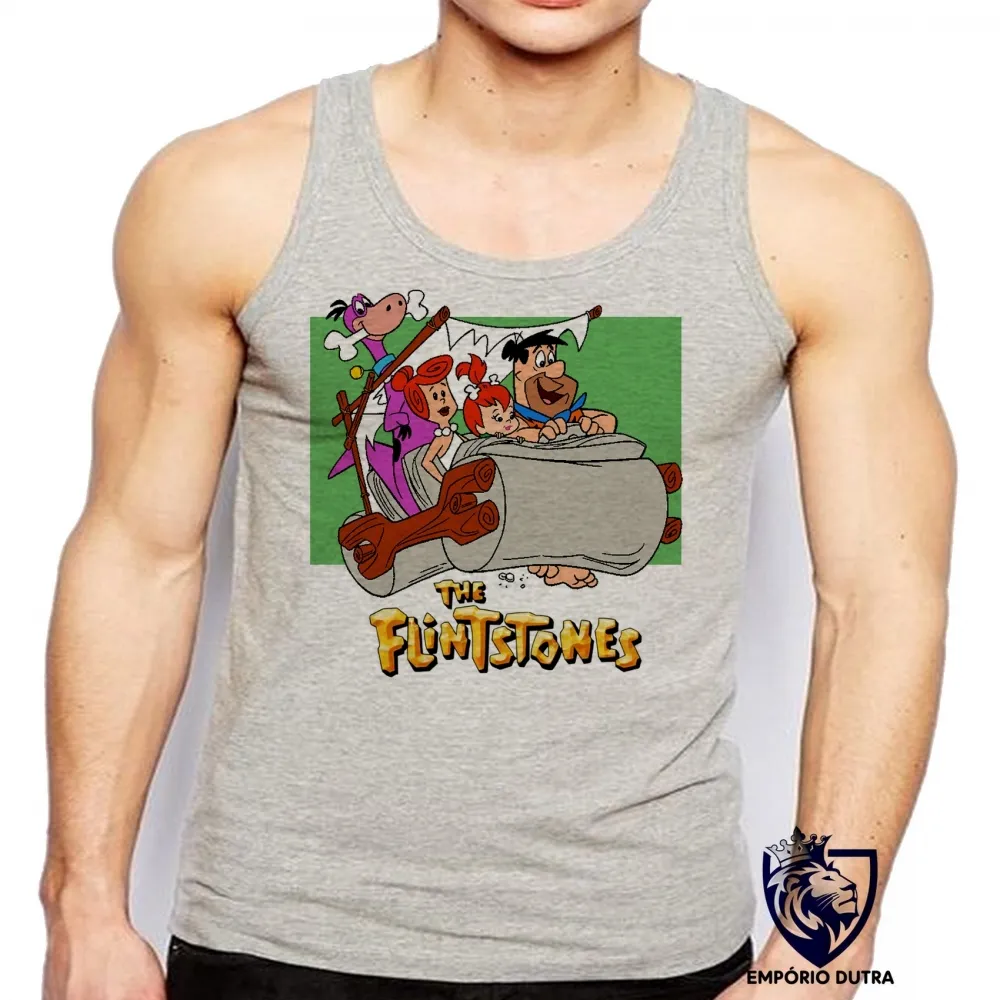 Camiseta Regata adulto ou infantil Flinstones carro fred vilma Flintstones Imagem