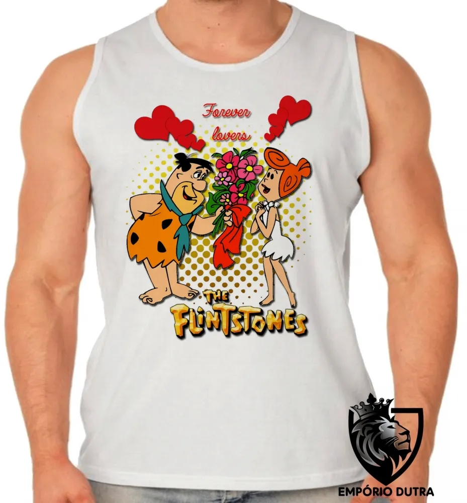 Camiseta Regata adulto ou infantil Flinstones Forever lovers namoro