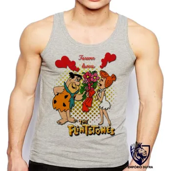Camiseta Regata adulto ou infantil Flinstones Forever lovers namoro - Foto 2