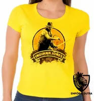 Baby look blusa Feminina Indiana Jones amarelo - Foto 3