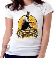 Baby look blusa Feminina Indiana Jones amarelo - Foto 5