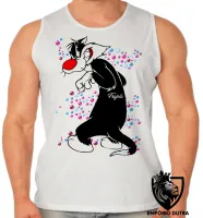 Camiseta Regata adulto ou infantil Frajola bolinhas gato cat piu - Foto 2