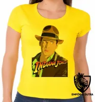 Baby look blusa Feminina Indiana Jones desenho - Foto 2