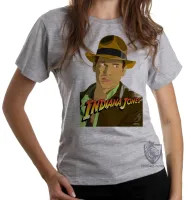Baby look blusa Feminina Indiana Jones desenho - Foto 4