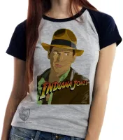 Baby look blusa Feminina Indiana Jones desenho - Foto 5