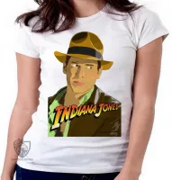 Baby look blusa Feminina Indiana Jones desenho - Foto 6