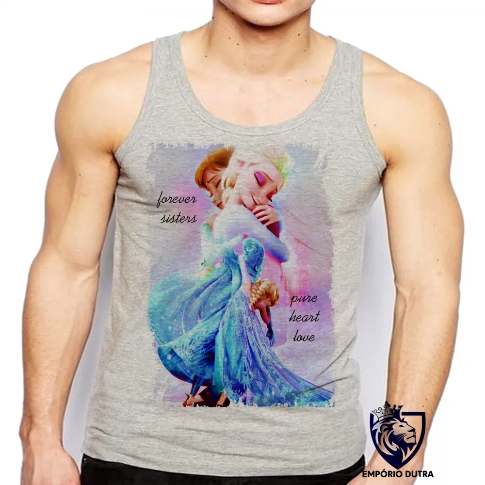 Camiseta Regata adulto ou infantil Frozen forever sisters