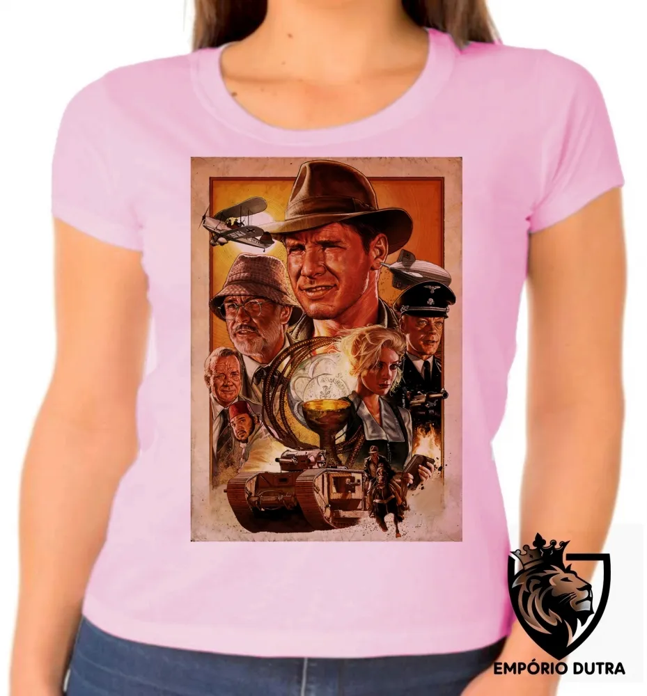 Baby look blusa Feminina Indiana Jones e o cálice Imagem
