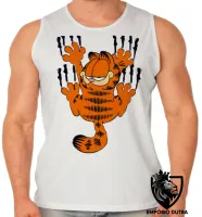 Camiseta Regata adulto ou infantil Garfield arranhar gato cat gatinho - Foto 2