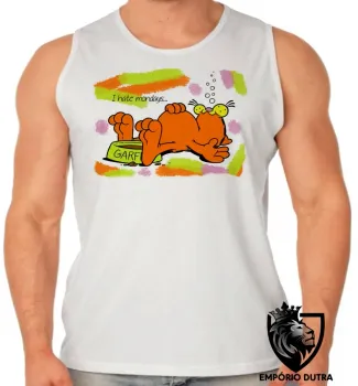 Camiseta Regata adulto ou infantil Garfield I hate mondays gato cat - Foto 2
