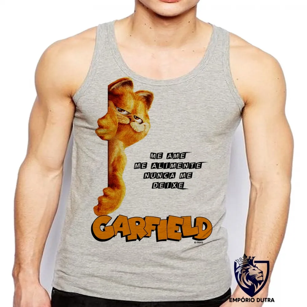 Camiseta Regata adulto ou infantil Garfield me ame gato gordo Imagem