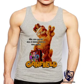 Camiseta Regata adulto ou infantil Garfield não sou gordo gato
